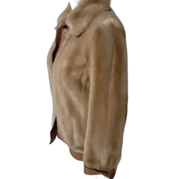 Vintage Tissavel Tocci faux fur bomber jacket size M France soft - Picture 3 of 9